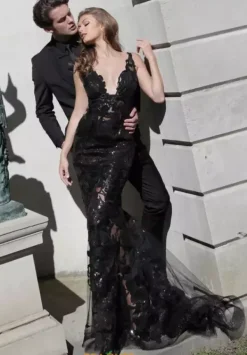 Applique Long Fitted Dress 60283^Jovani