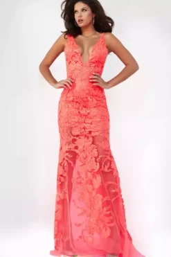 Applique Long Fitted Dress 60283^Jovani