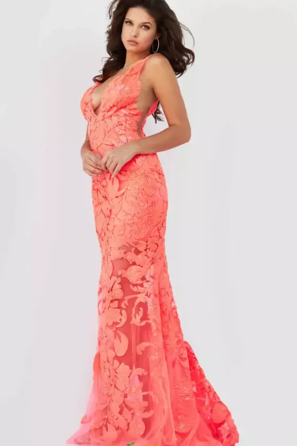 Applique Long Fitted Dress 60283^Jovani