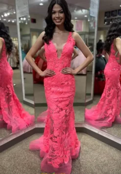 Applique Long Fitted Dress 60283^Jovani