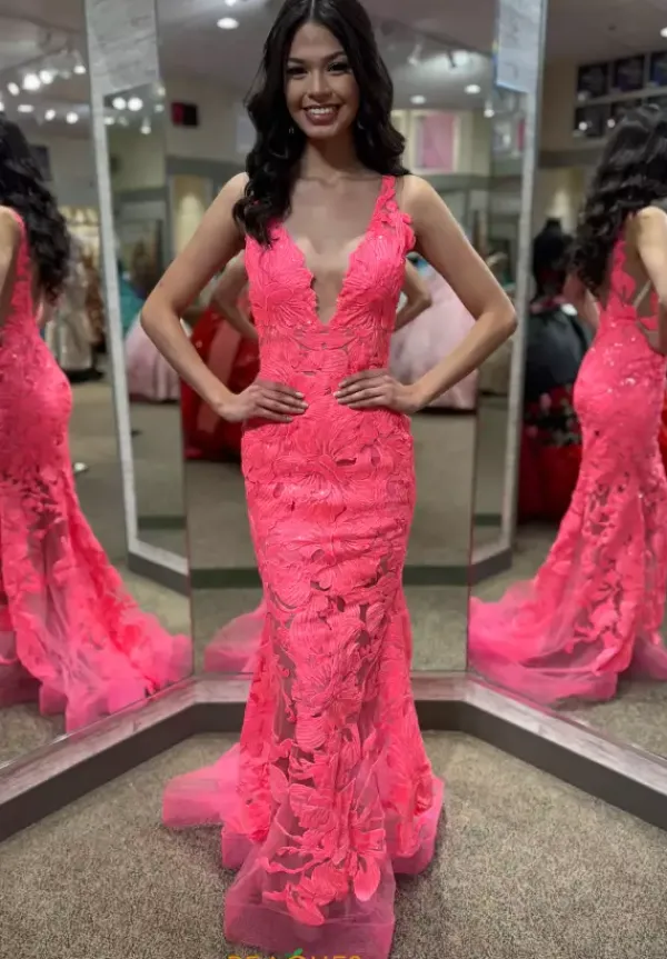 Applique Long Fitted Dress 60283^Jovani