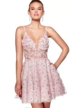 Applique Short A Line Dress 30017^Alyce Outlet