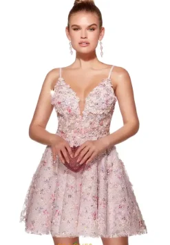 Applique Short A Line Dress 30017^Alyce Outlet