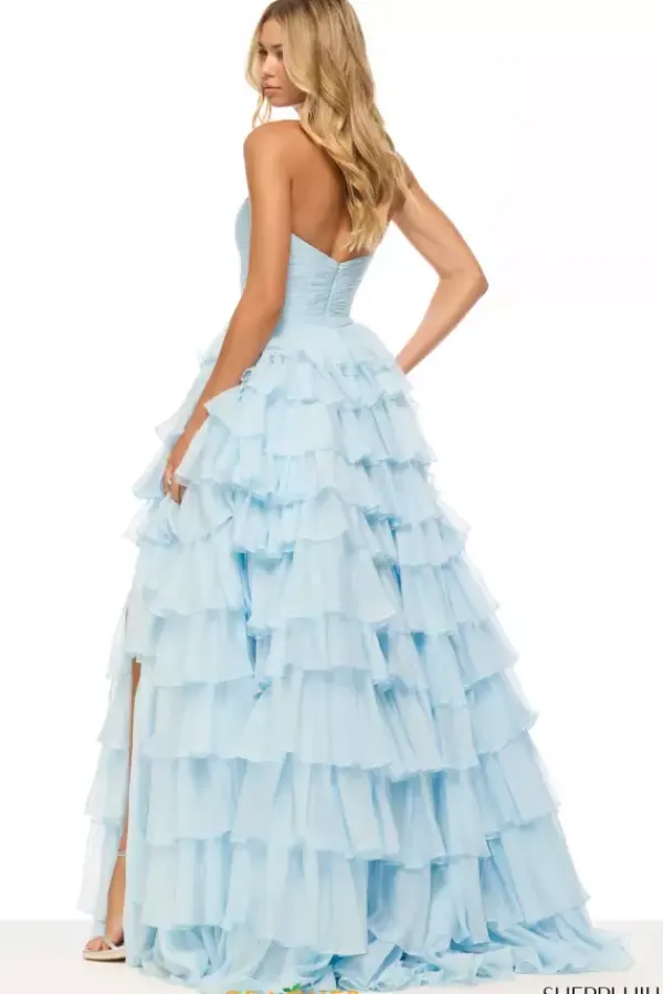 Back Zipper Long Chiffon Dress 57424^Sherri Hill New