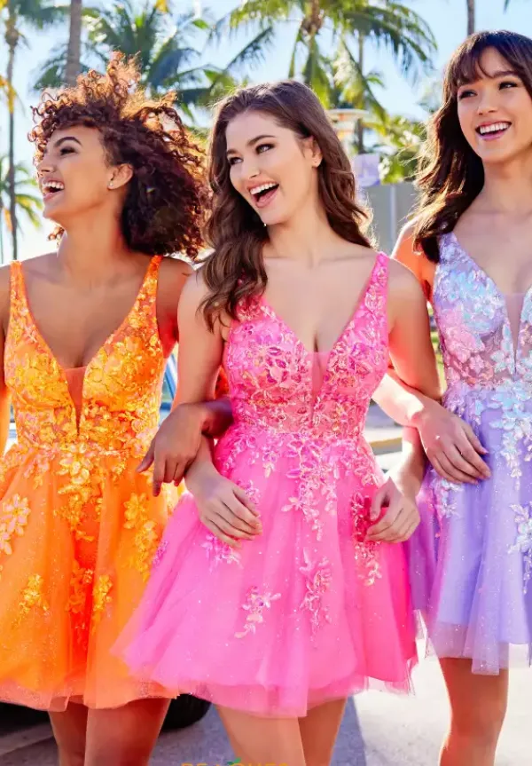 Beaded V-Neck Tulle Dress EW34603^Ellie Wilde Hot