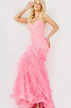 Feather Mermaid Long Dress 07425^Jovani Online
