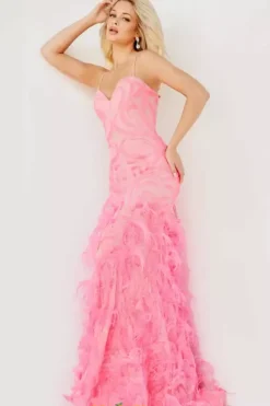 Feather Mermaid Long Dress 07425^Jovani Online