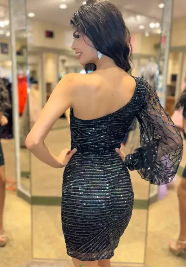 Fitted Beaded Short Dress 1191^Jasz Couture