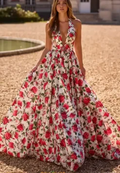 Halter Neckline A Line Dress 57726^Sherri Hill