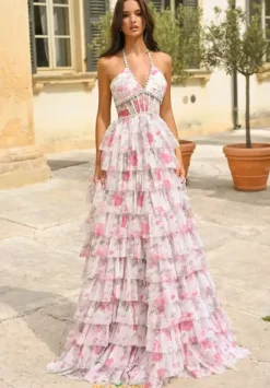 Long Halter Neckline Corset Dress 61730^Alyce Sale