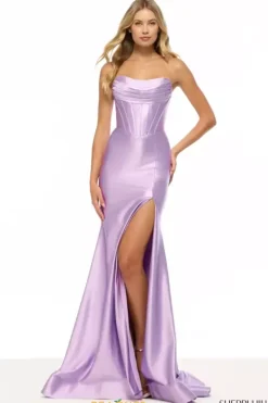 No Beads Long Satin Dress 57412^Sherri Hill Online