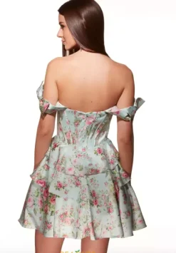 Off The Shoulder Satin Short Dress 30037^Alyce Sale