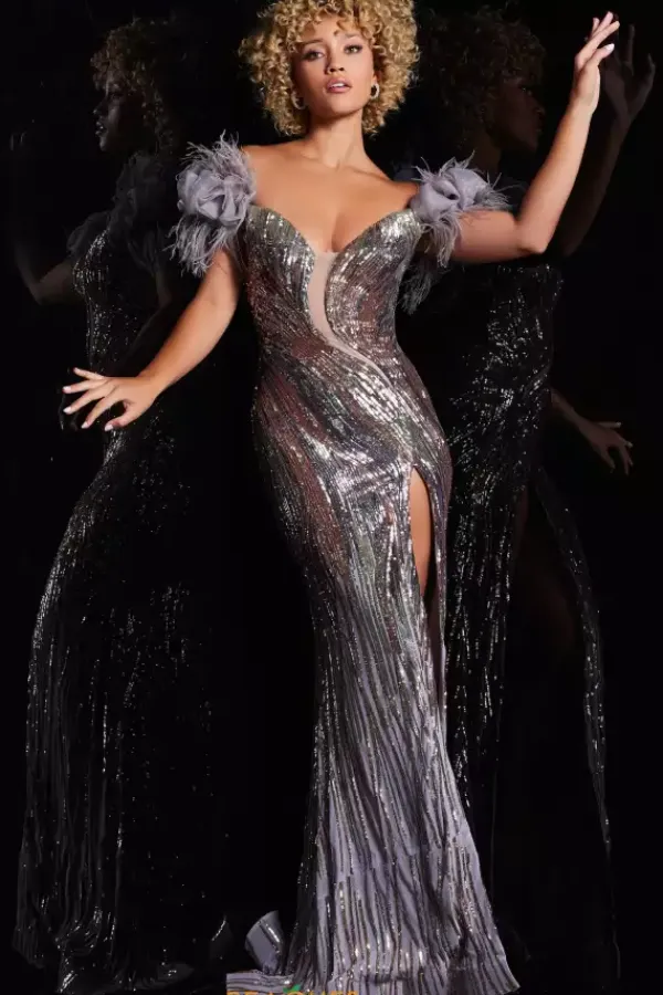 Off The Shoulder Sequins Dress 38679^Jovani Outlet