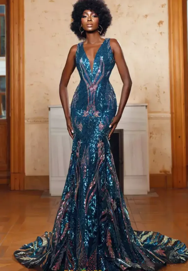 Open Back Train Fitted Dress 61657^Alyce Best