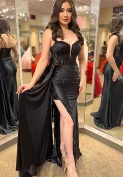 Satin Fitted Long Dress 43850^Jovani New