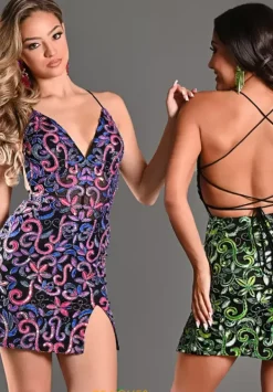 Sequins Short Fitted Dress 1718^Jasz Couture Online