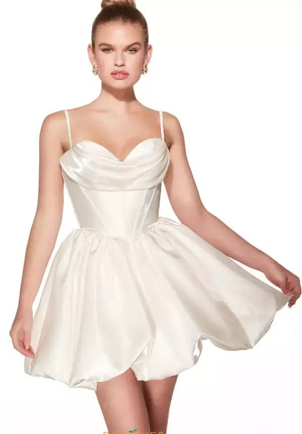 Short A Line Satin Dress 30012^Alyce Discount