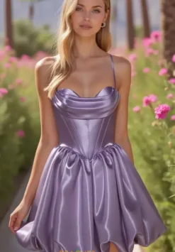 Short A Line Satin Dress 30012^Alyce Discount