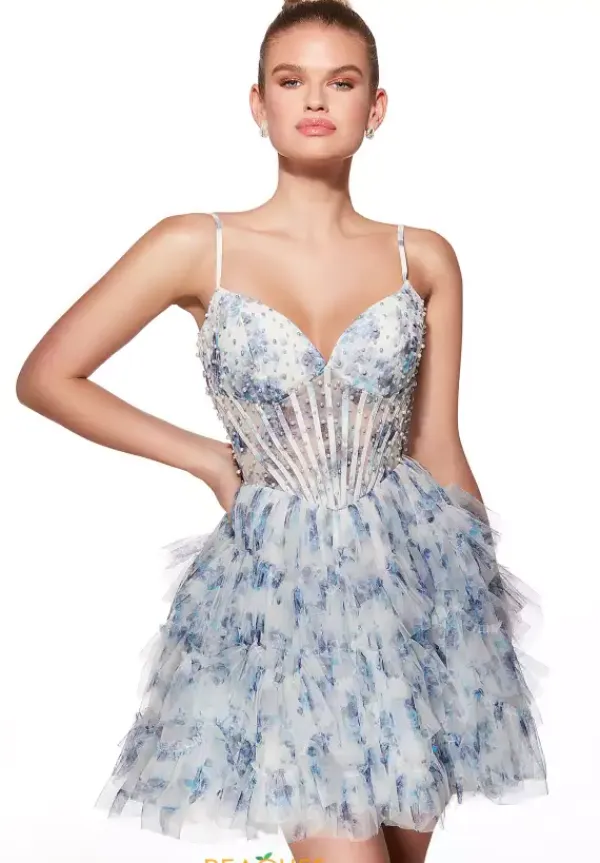 Short Beaded Tulle Dress 30013^Alyce Best