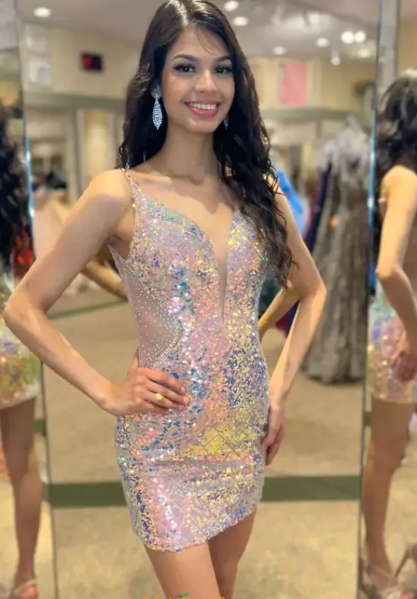 Short Fitted Sequins Dress 1159^Jasz Couture