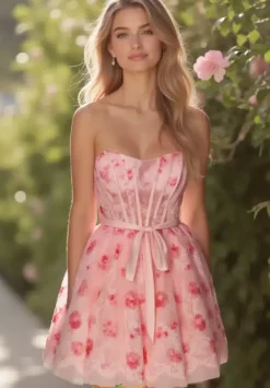 Short Strapless Lace Dress 30019^Alyce Online