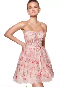 Short Strapless Lace Dress 30019^Alyce Online