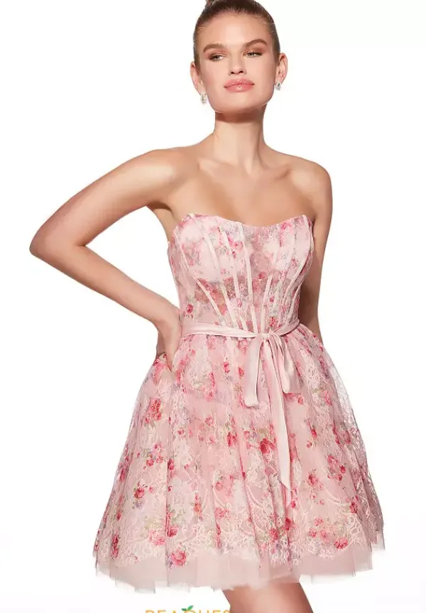 Short Strapless Lace Dress 30019^Alyce Online