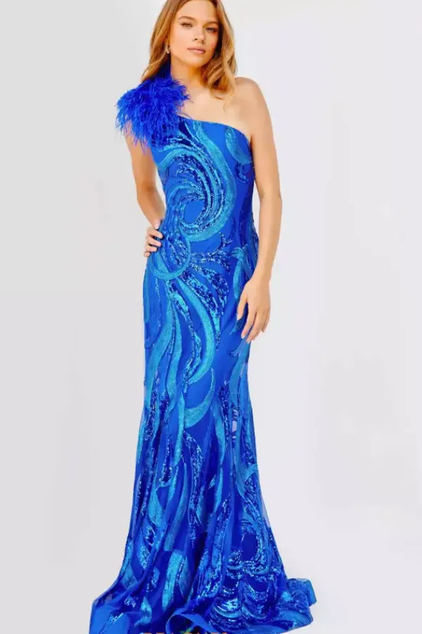 Single Shoulder Fully Beaded Dress 32596^Jovani New