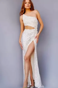 Single Shoulder Fully Beaded Dress 23789^Jovani Clearance