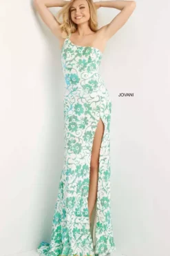 Single Shoulder Long Dress 08256^Jovani Sale