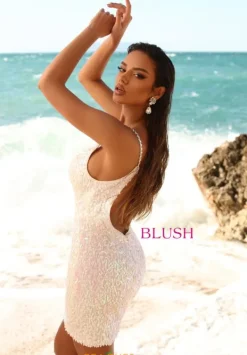Single Shoulder Short Dress 20410^Blush Discount