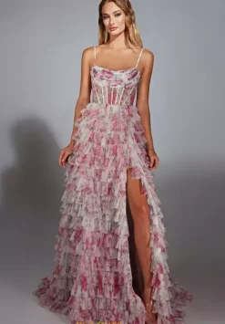 Slit Scoop Neckline Long Dress 61732^Alyce