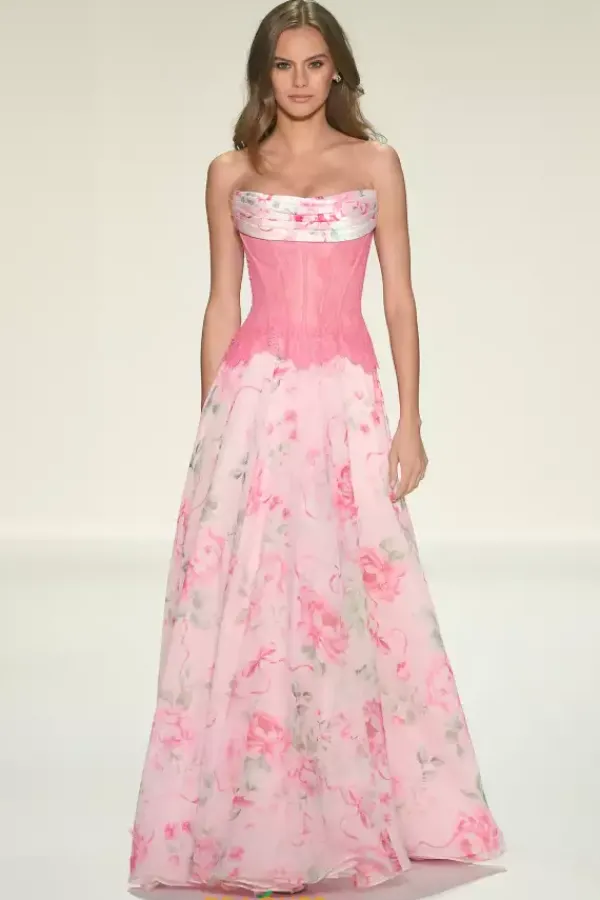 Strapless A Line Long Dress 58002^Sherri Hill Clearance
