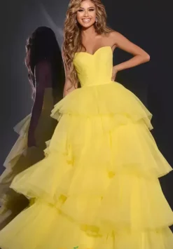 Strapless A Line Long Dress 40394^Jovani