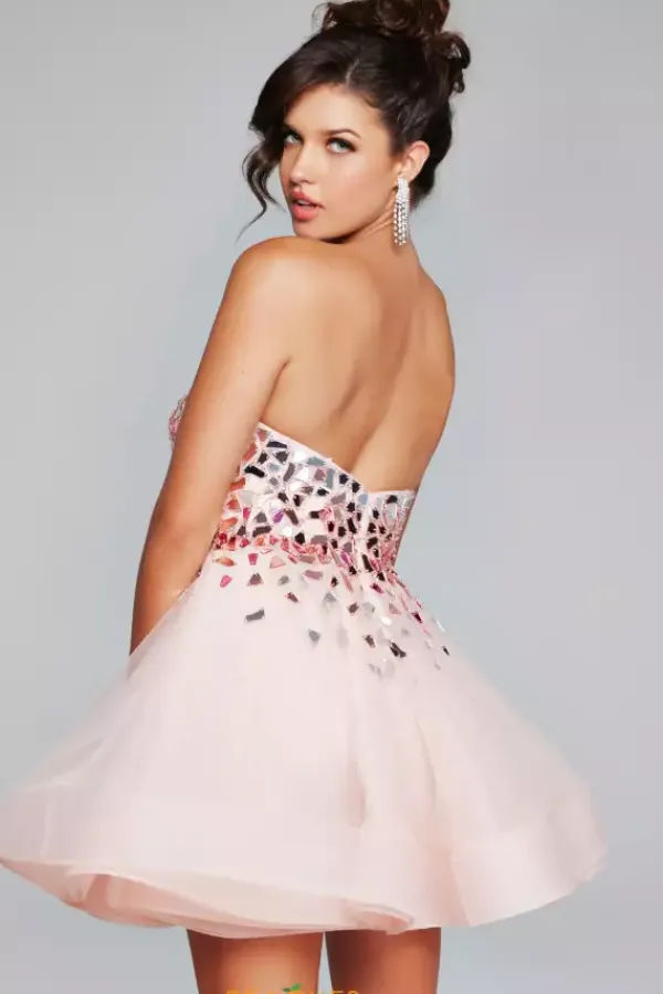 Strapless Beaded A line Dress 42282^Jovani Clearance