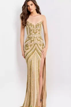 Strapless Beaded Long Dress 38707^Jovani Outlet