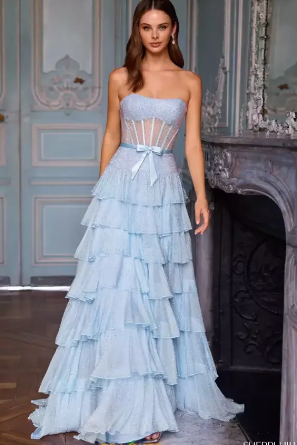 Strapless Corset A Line Dress 57739^Sherri Hill