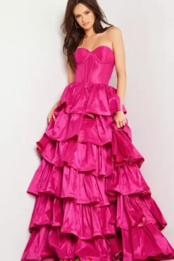 Strapless Taffeta Long Dress 36619^Jovani