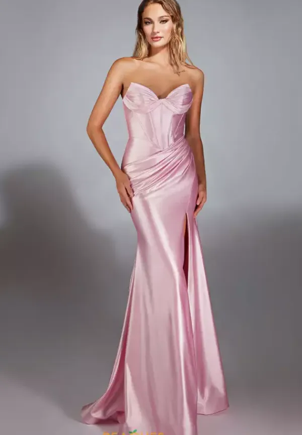 Stretch Satin Fitted Corset Dress 61733^Alyce Clearance