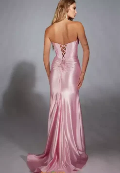 Stretch Satin Fitted Corset Dress 61733^Alyce Clearance