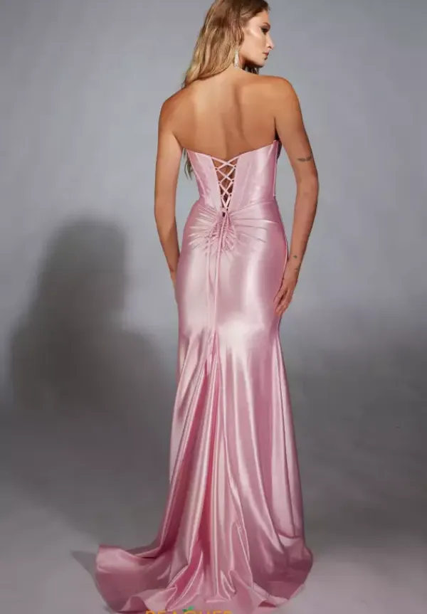 Stretch Satin Fitted Corset Dress 61733^Alyce Clearance