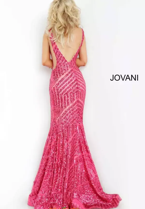 V Neck Long Fitted Dress 59762^Jovani Best