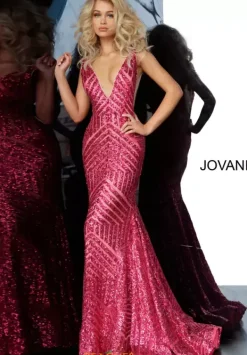 V Neck Long Fitted Dress 59762^Jovani Best