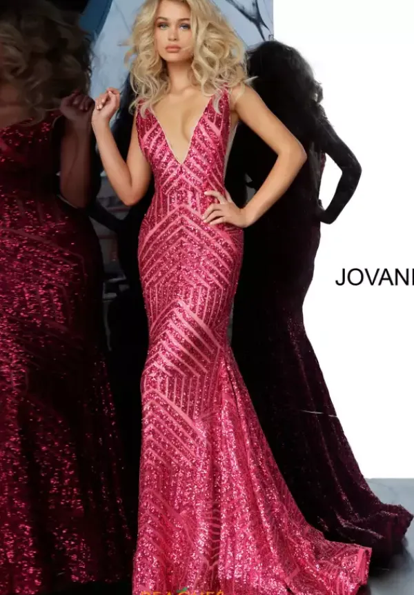 V Neck Long Fitted Dress 59762^Jovani Best