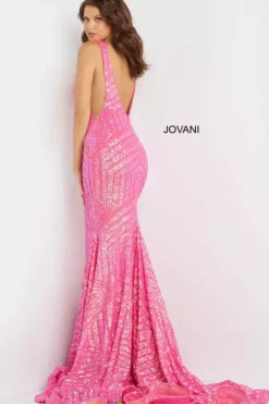 V Neck Long Fitted Dress 59762^Jovani Best