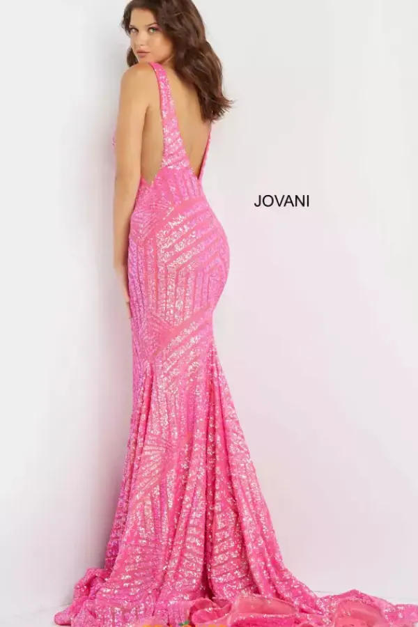 V Neck Long Fitted Dress 59762^Jovani Best