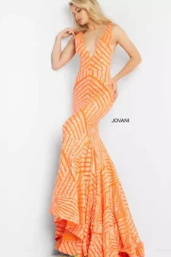 V Neck Long Fitted Dress 59762^Jovani Best