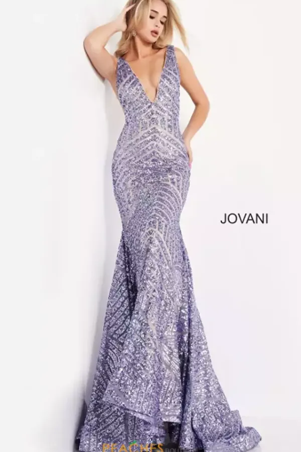 V Neck Long Fitted Dress 59762^Jovani Best