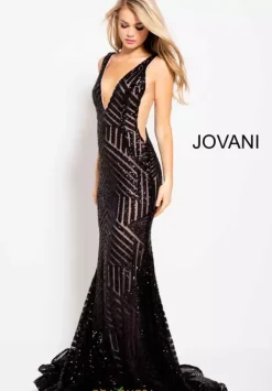 V Neck Long Fitted Dress 59762^Jovani Best