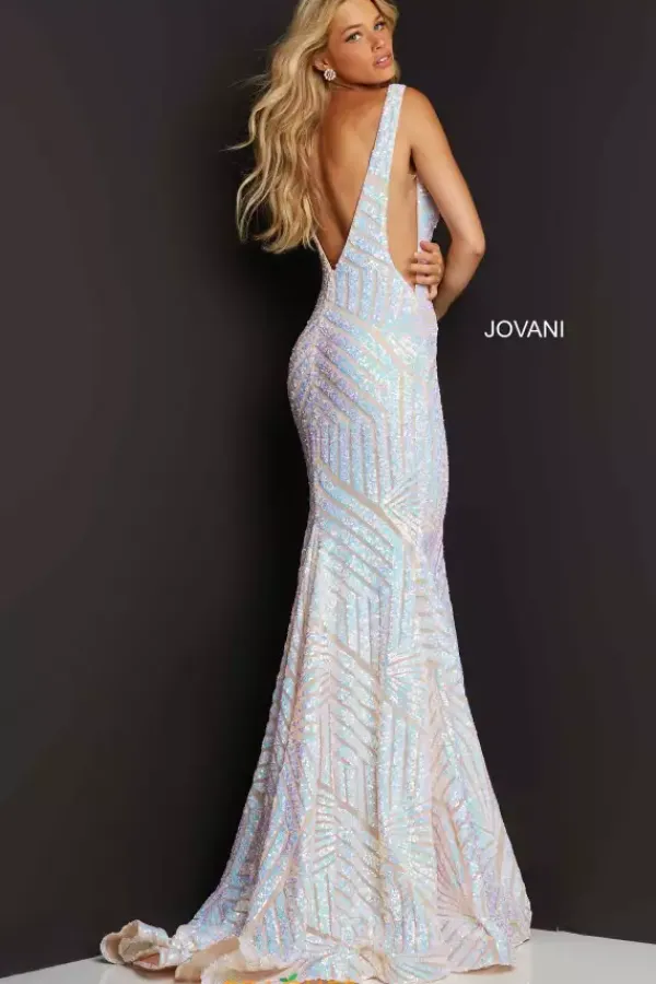 V Neck Long Fitted Dress 59762^Jovani Best